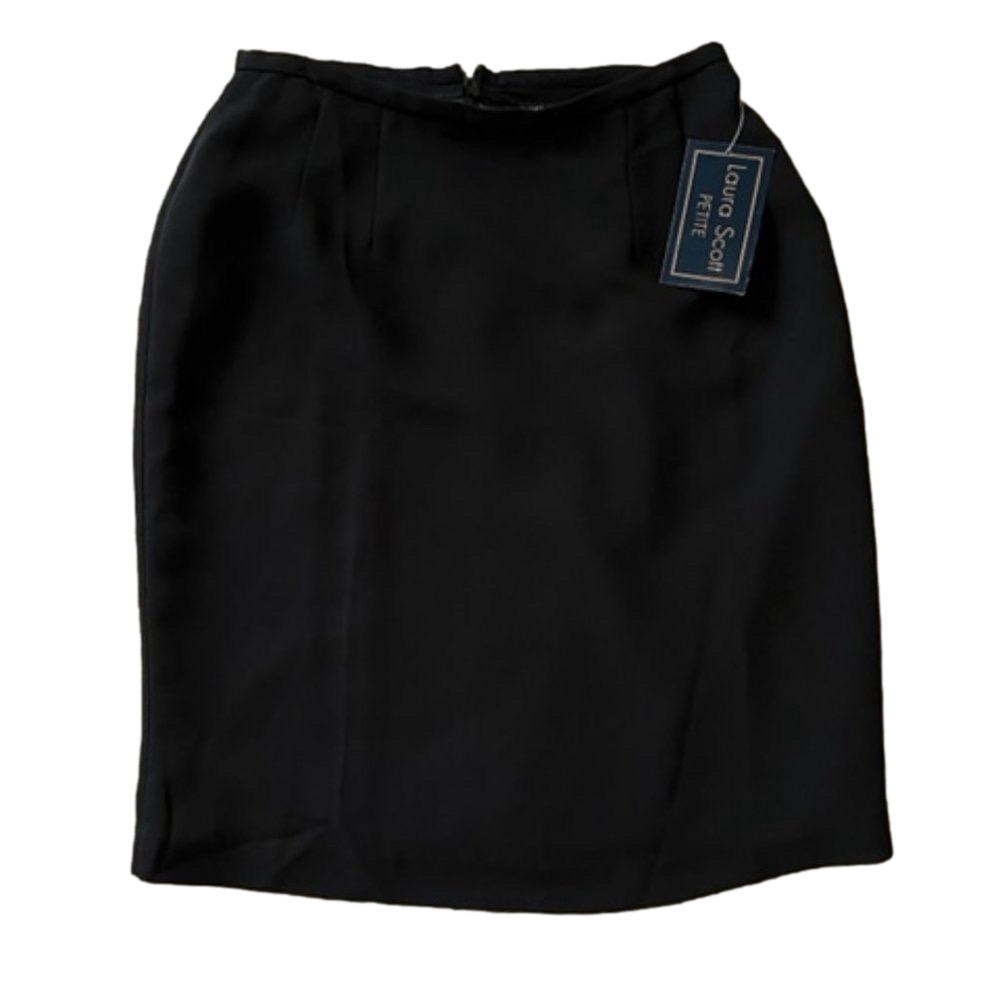 Laura Scott Petite Black Knee Length Skirt Size 8P NWT